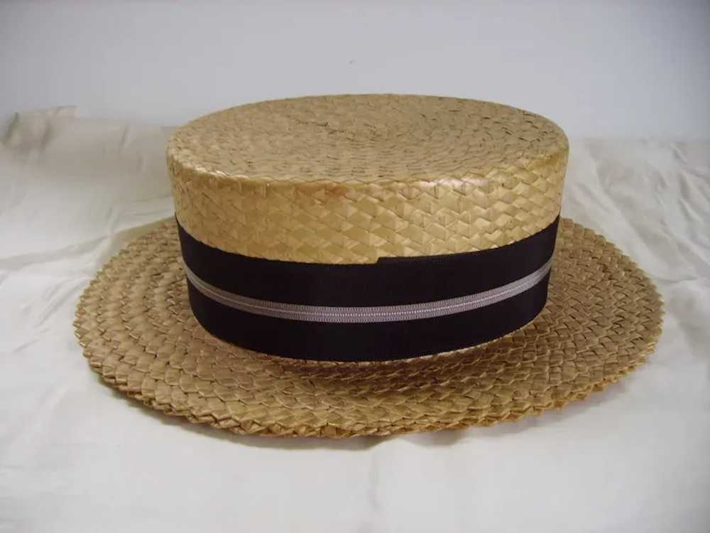 SALE - Vintage Mens Straw Boater Hat/Audubon Club… - image 4
