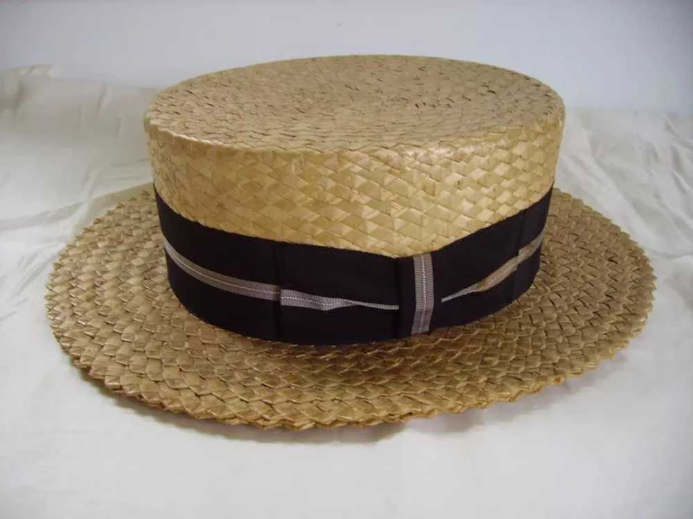 SALE - Vintage Mens Straw Boater Hat/Audubon Club… - image 5