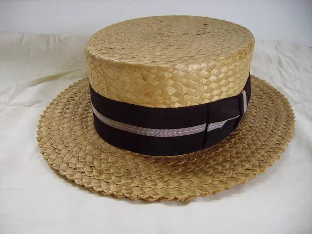 SALE - Vintage Mens Straw Boater Hat/Audubon Club… - image 6