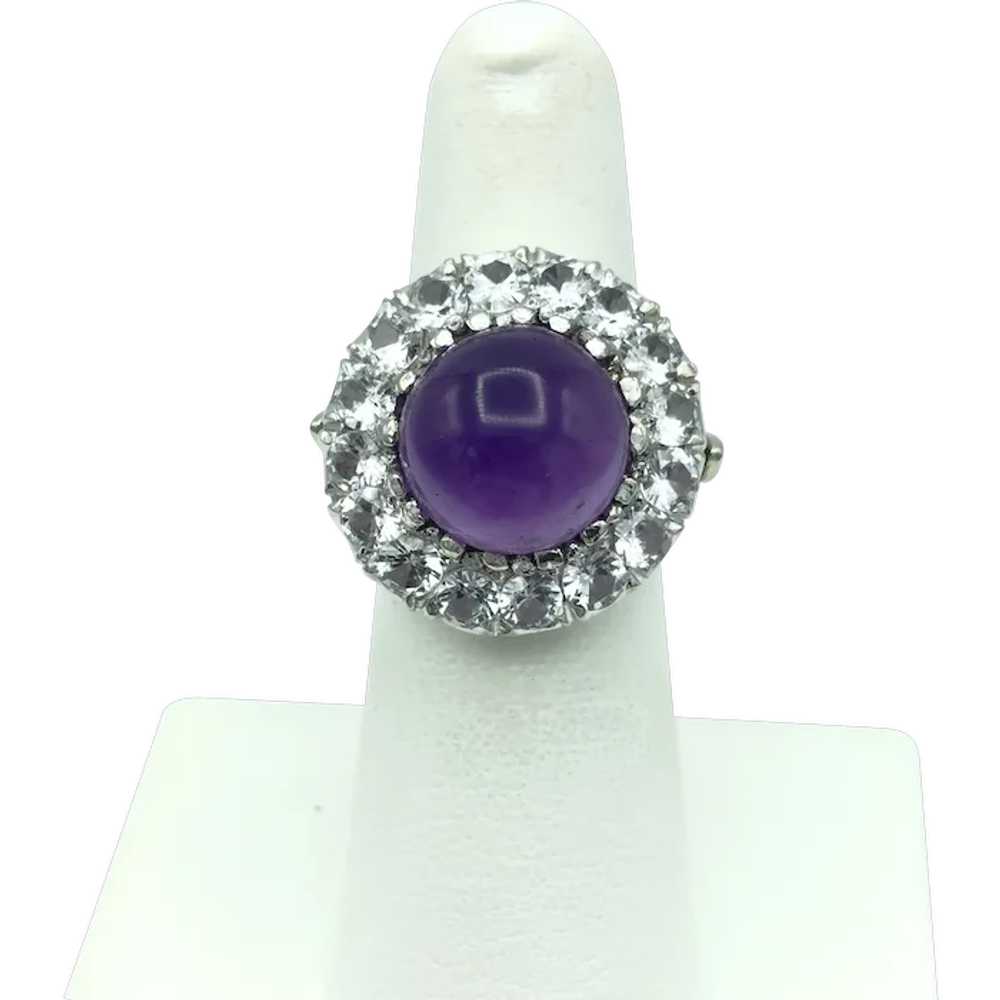 10K White Gold Amethyst And Quartz Ring - image 1