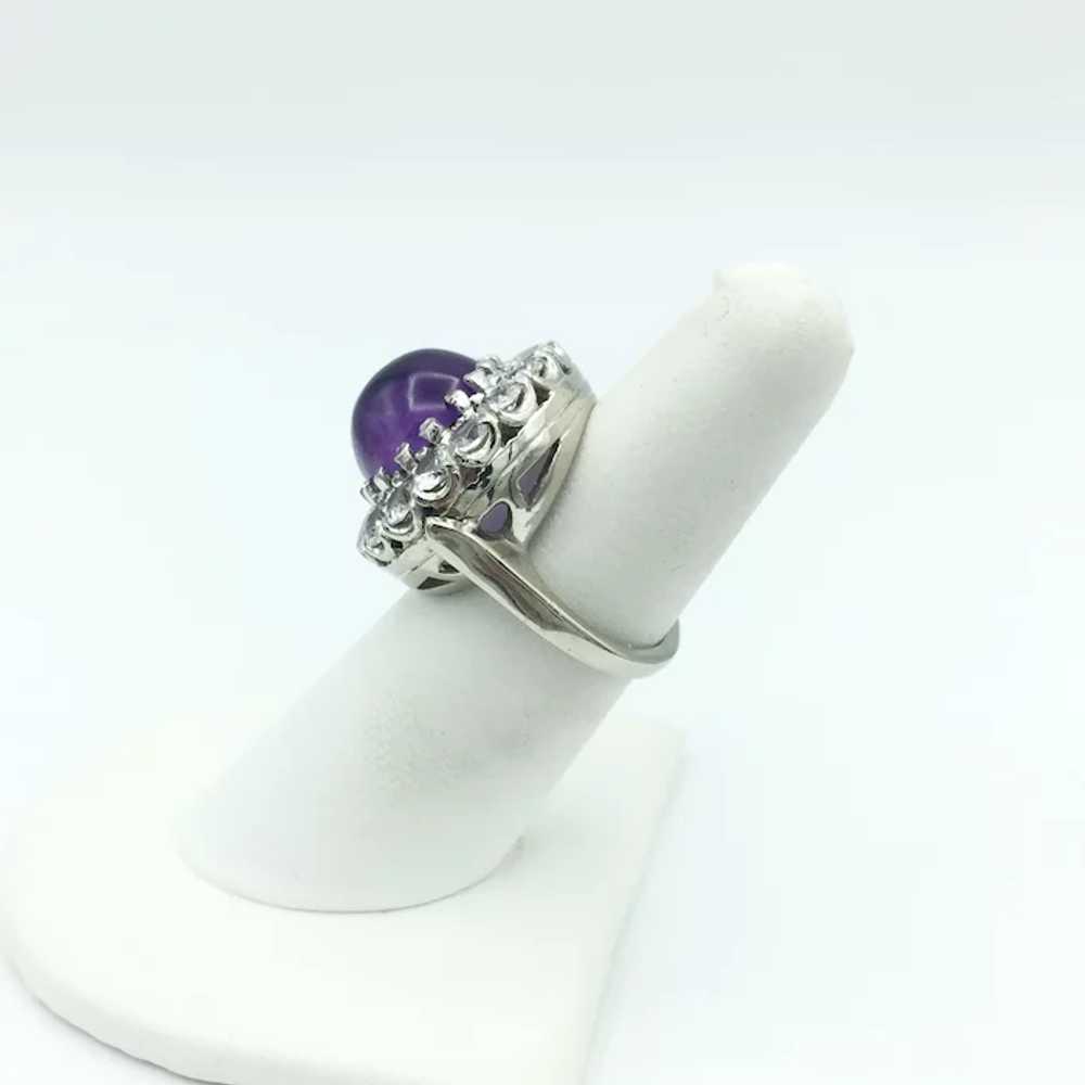 10K White Gold Amethyst And Quartz Ring - image 2