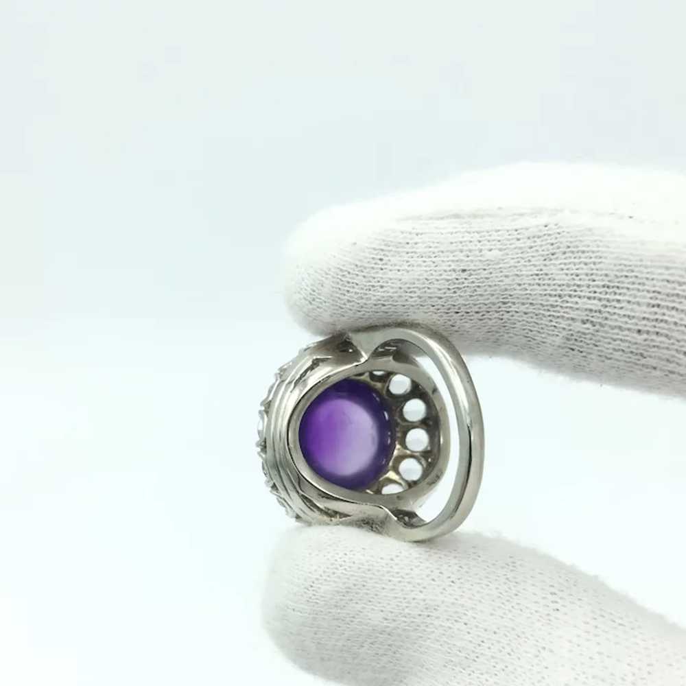 10K White Gold Amethyst And Quartz Ring - image 3