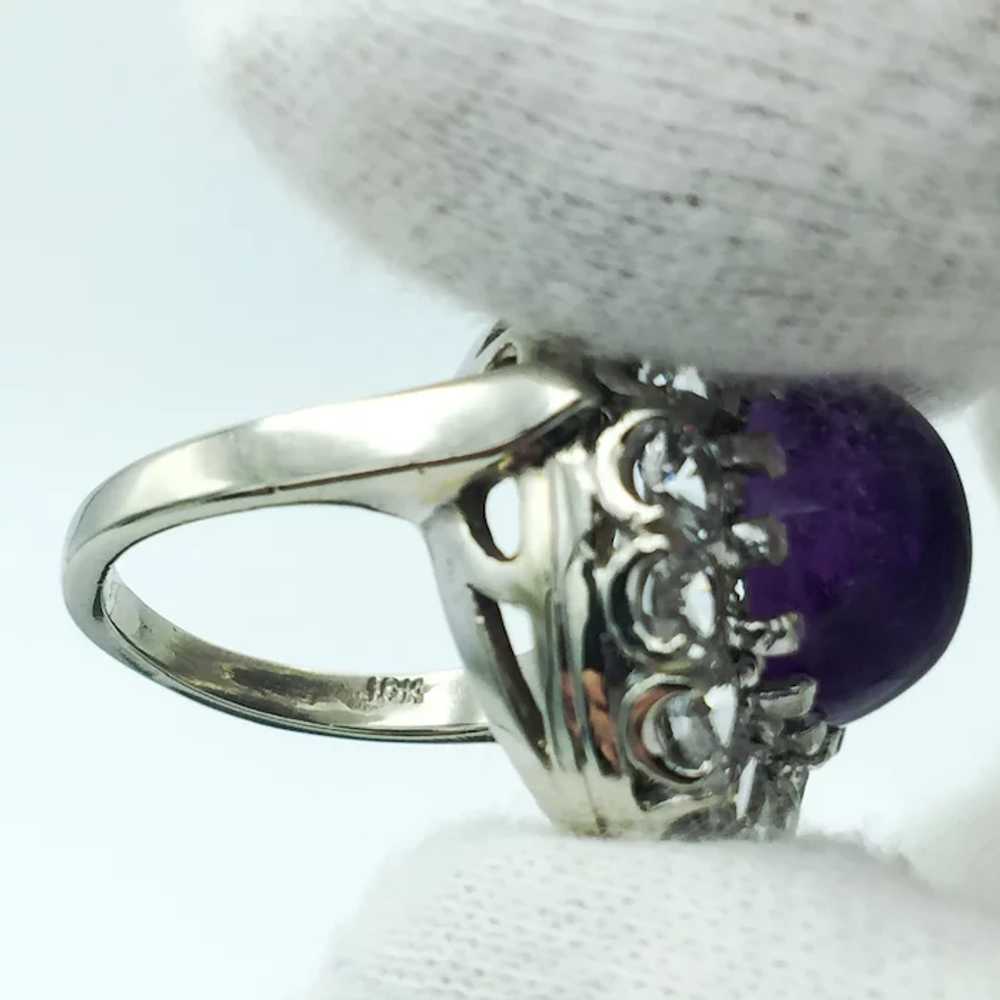 10K White Gold Amethyst And Quartz Ring - image 4