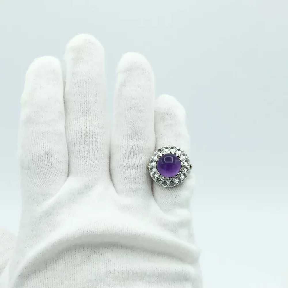 10K White Gold Amethyst And Quartz Ring - image 5