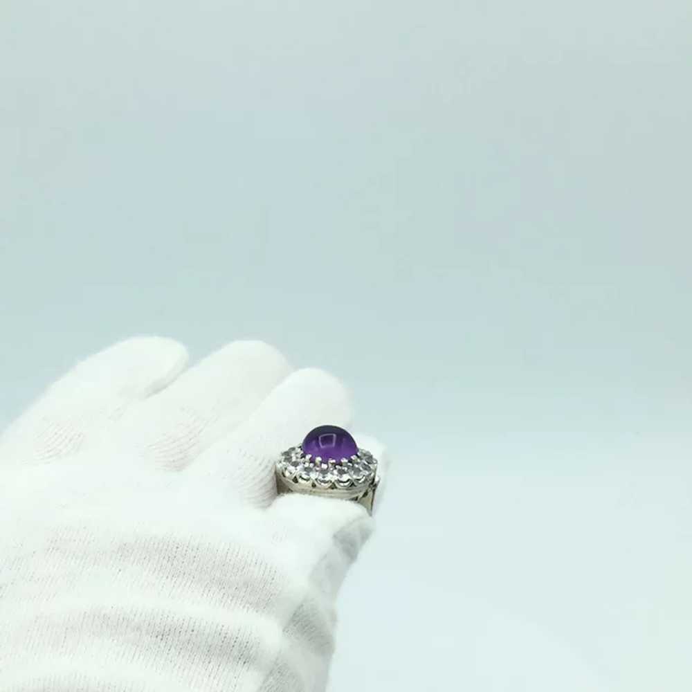 10K White Gold Amethyst And Quartz Ring - image 6