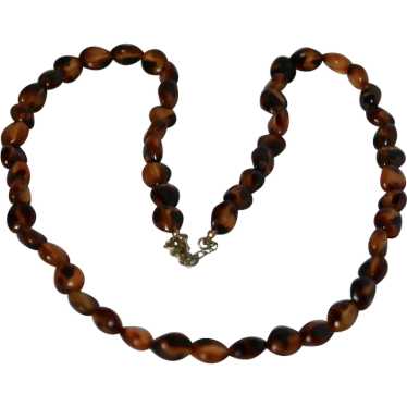 Faux Tortoise Bead Necklace 33-37"