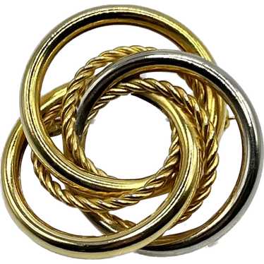 Goldtone Silvertone Five Circle Vintage Brooch