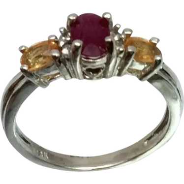 14k Ruby, Garnet & Diamonds Ring, free resize - image 1
