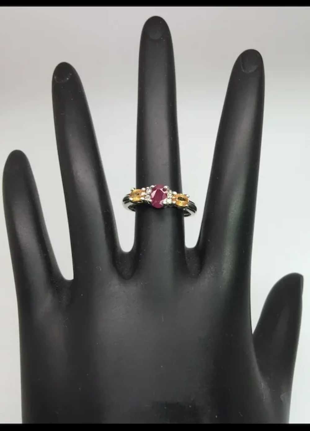 14k Ruby, Garnet & Diamonds Ring, free resize - image 4