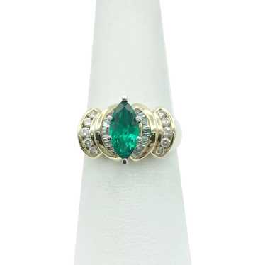 10K Emerald and Diamond Ring