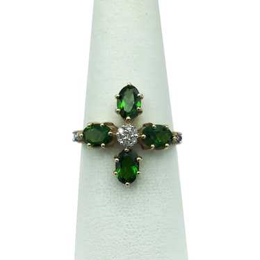 10K Chrome Diopside and Diamond Ring