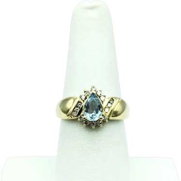 14K Aquamarine and Diamond Ring