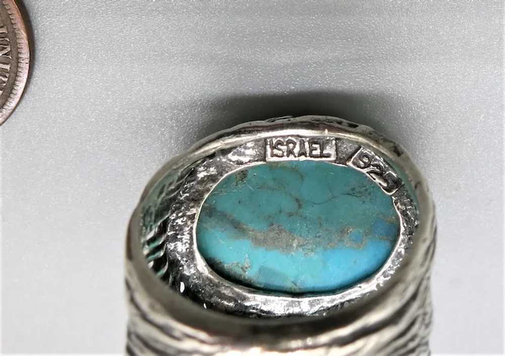 VINTAGE  Different Turquoise Ring  Israeli Design… - image 5