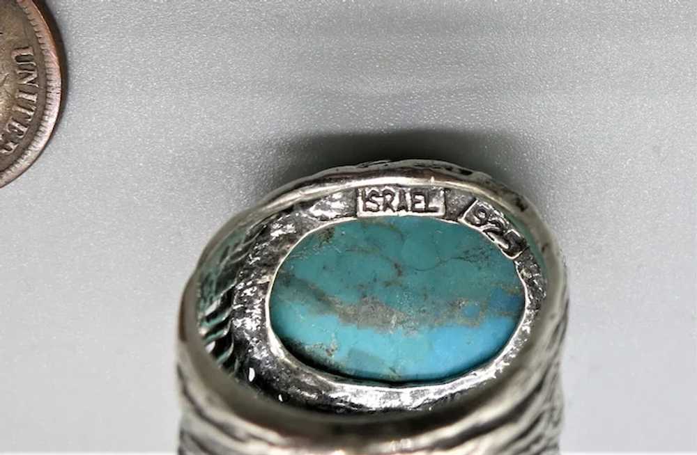 VINTAGE  Different Turquoise Ring  Israeli Design… - image 6