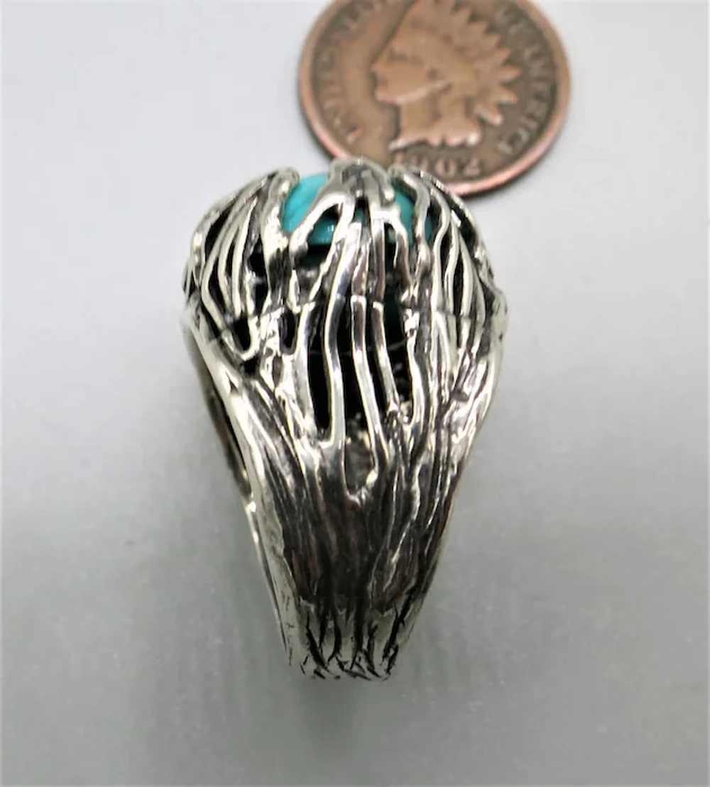 VINTAGE  Different Turquoise Ring  Israeli Design… - image 8