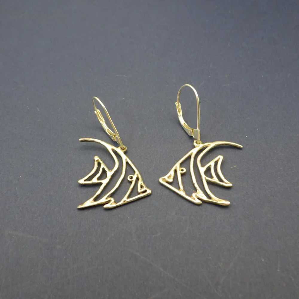 Sterling Silhouette Angel Fish Pierced Earrings, … - image 2