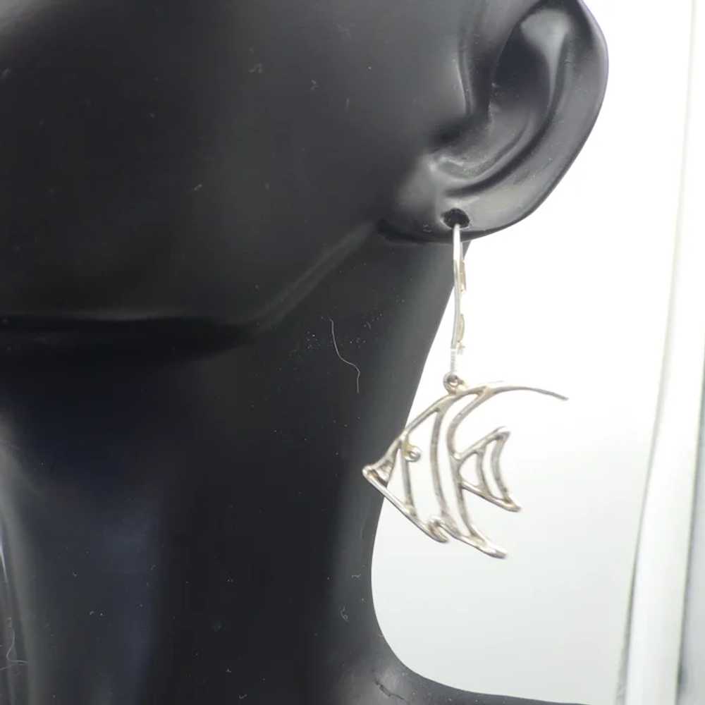 Sterling Silhouette Angel Fish Pierced Earrings, … - image 3