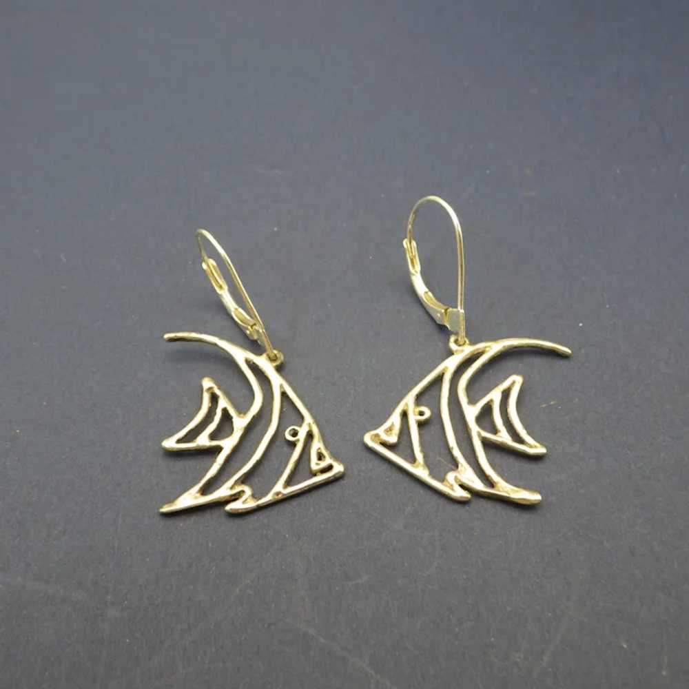 Sterling Silhouette Angel Fish Pierced Earrings, … - image 4