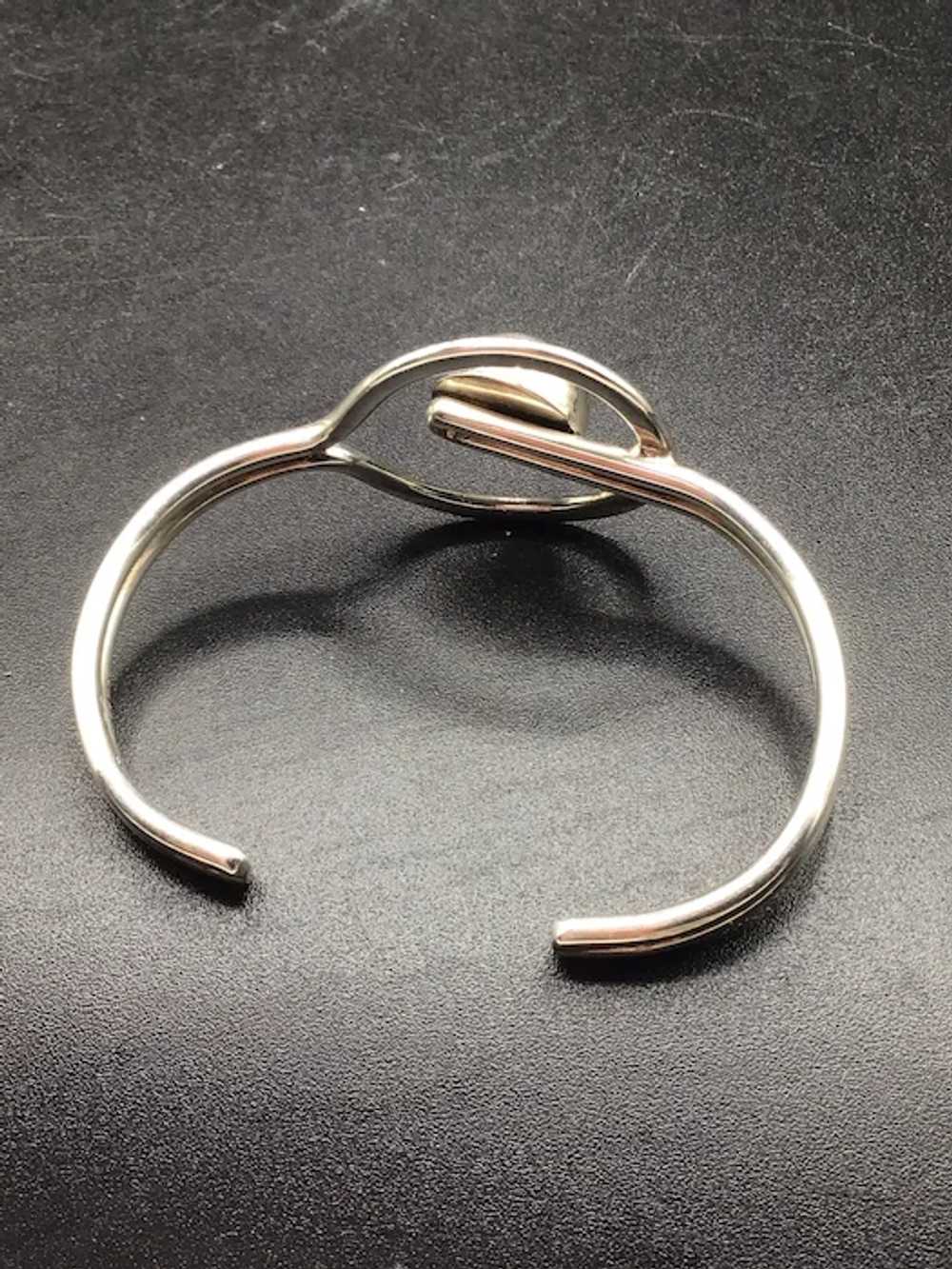 Modernist Taxco Cuff Bracelet Sterling Silver Hoo… - image 4