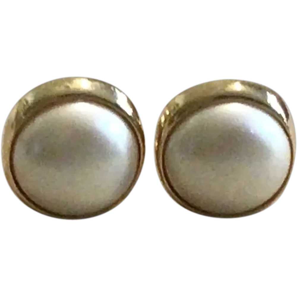 Vintage Carolee Gold Tone Faux Pearl Clip Earrings - image 1