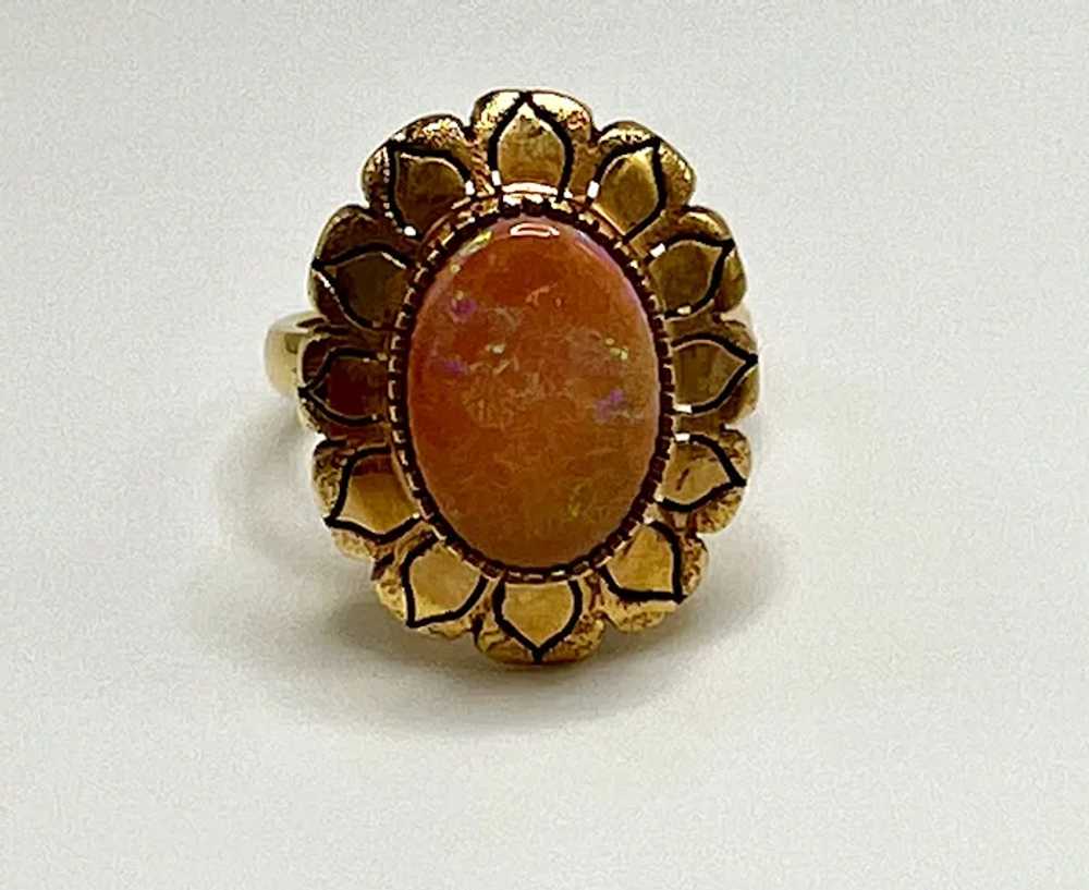 Fine Antique Victorian 14K Fire Opal Ring - image 2