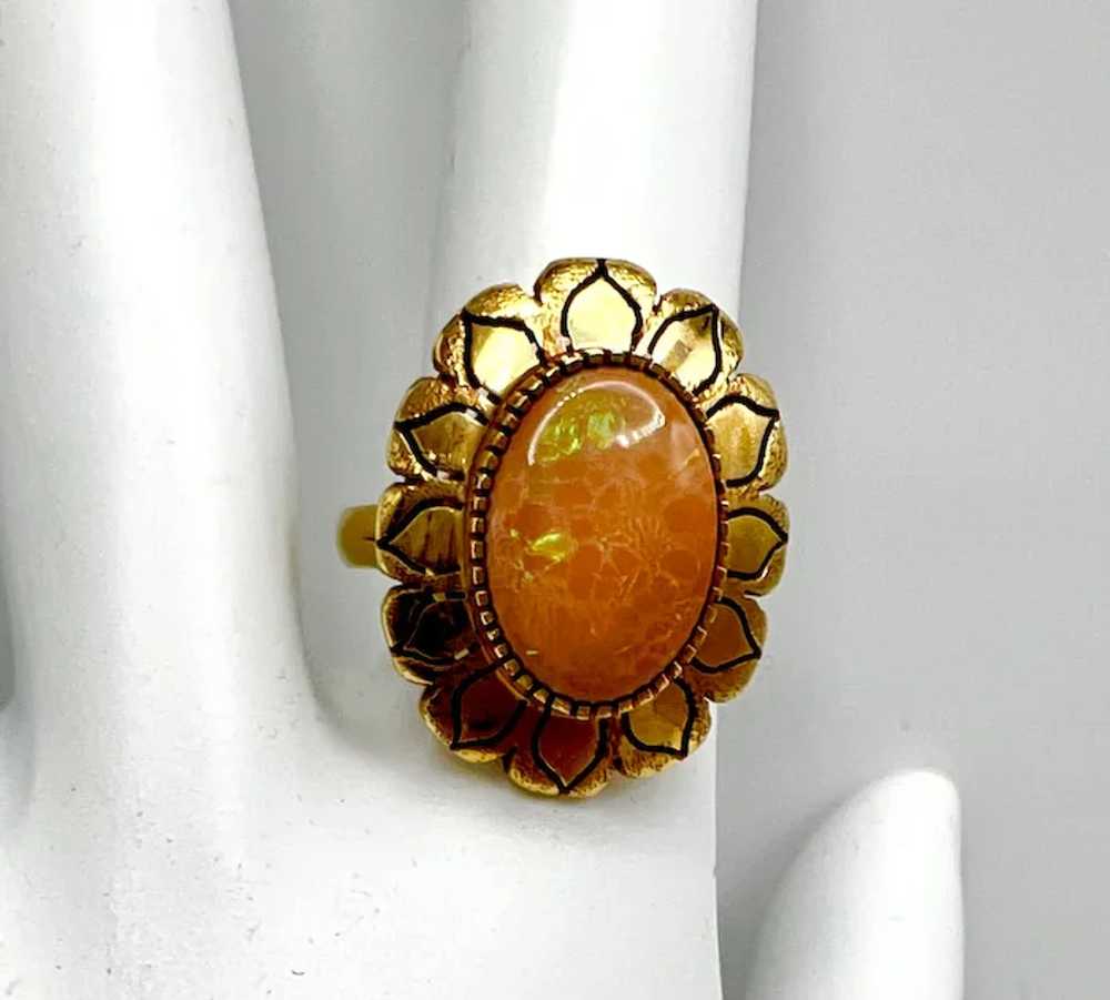 Fine Antique Victorian 14K Fire Opal Ring - image 3