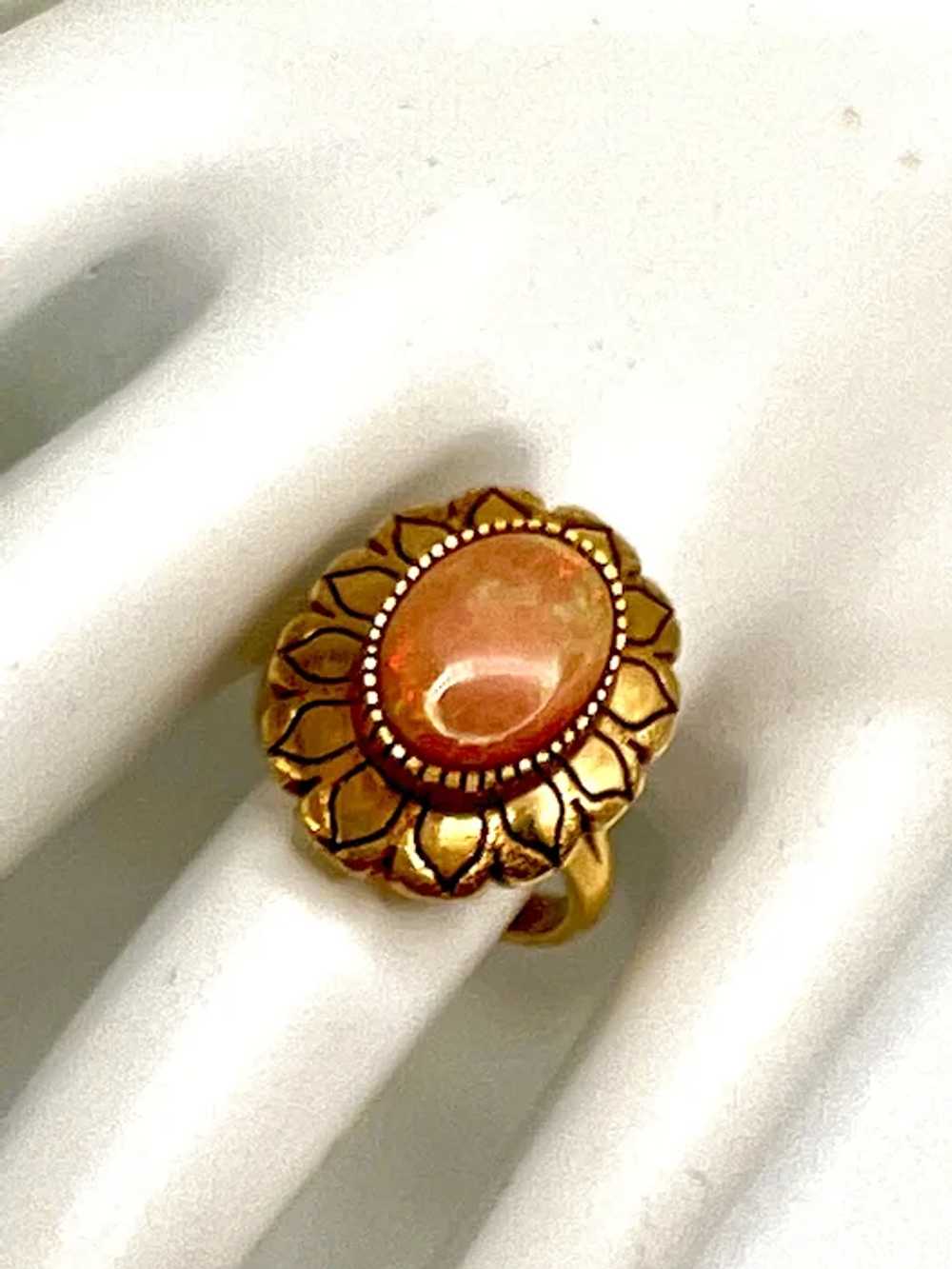 Fine Antique Victorian 14K Fire Opal Ring - image 4