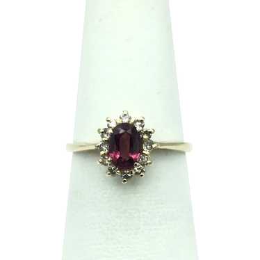 14K Rhodolite Garnet & Diamond Ring