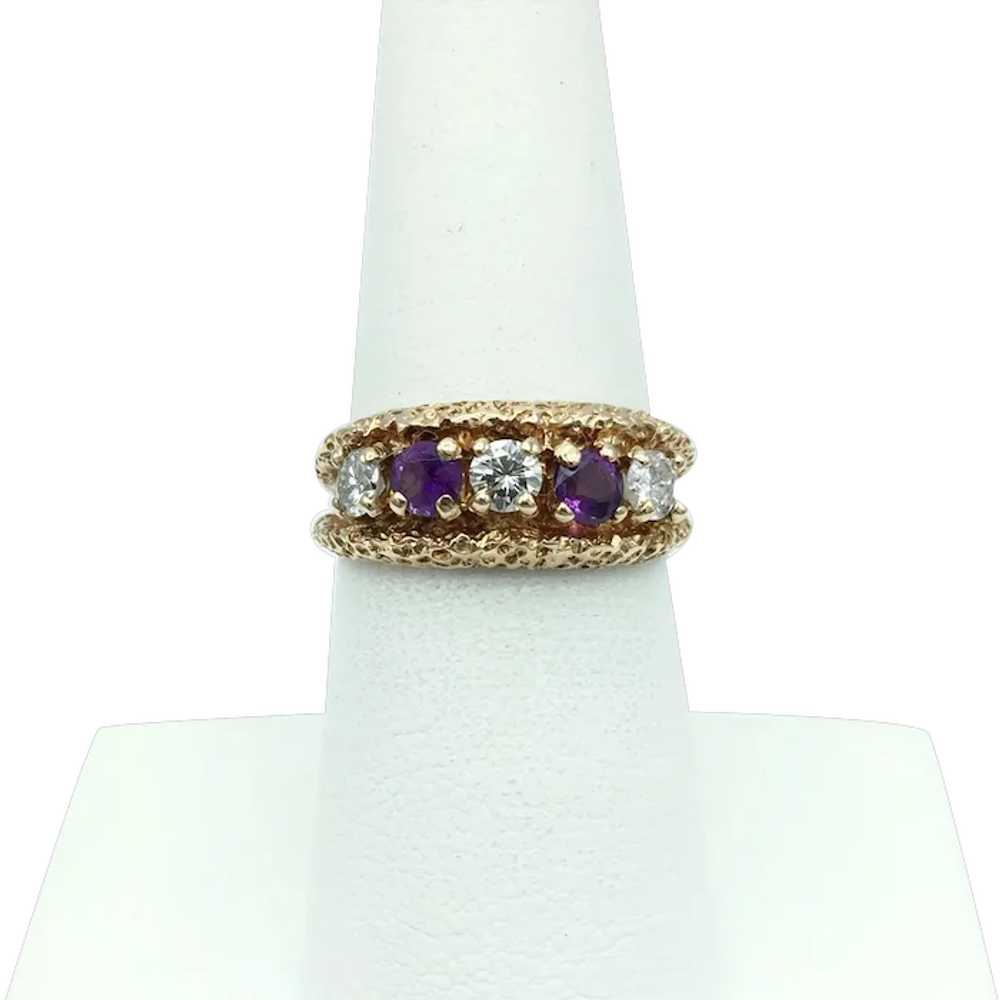 14K Diamond & Amethyst Ring - image 1