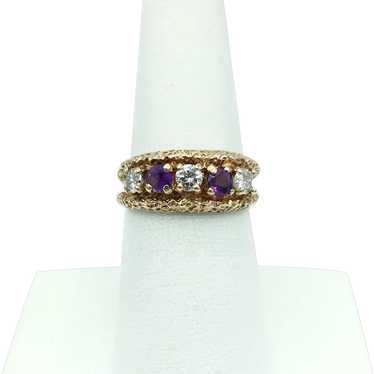 14K Diamond & Amethyst Ring - image 1