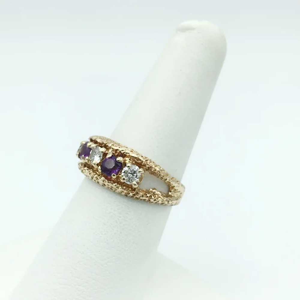 14K Diamond & Amethyst Ring - image 2