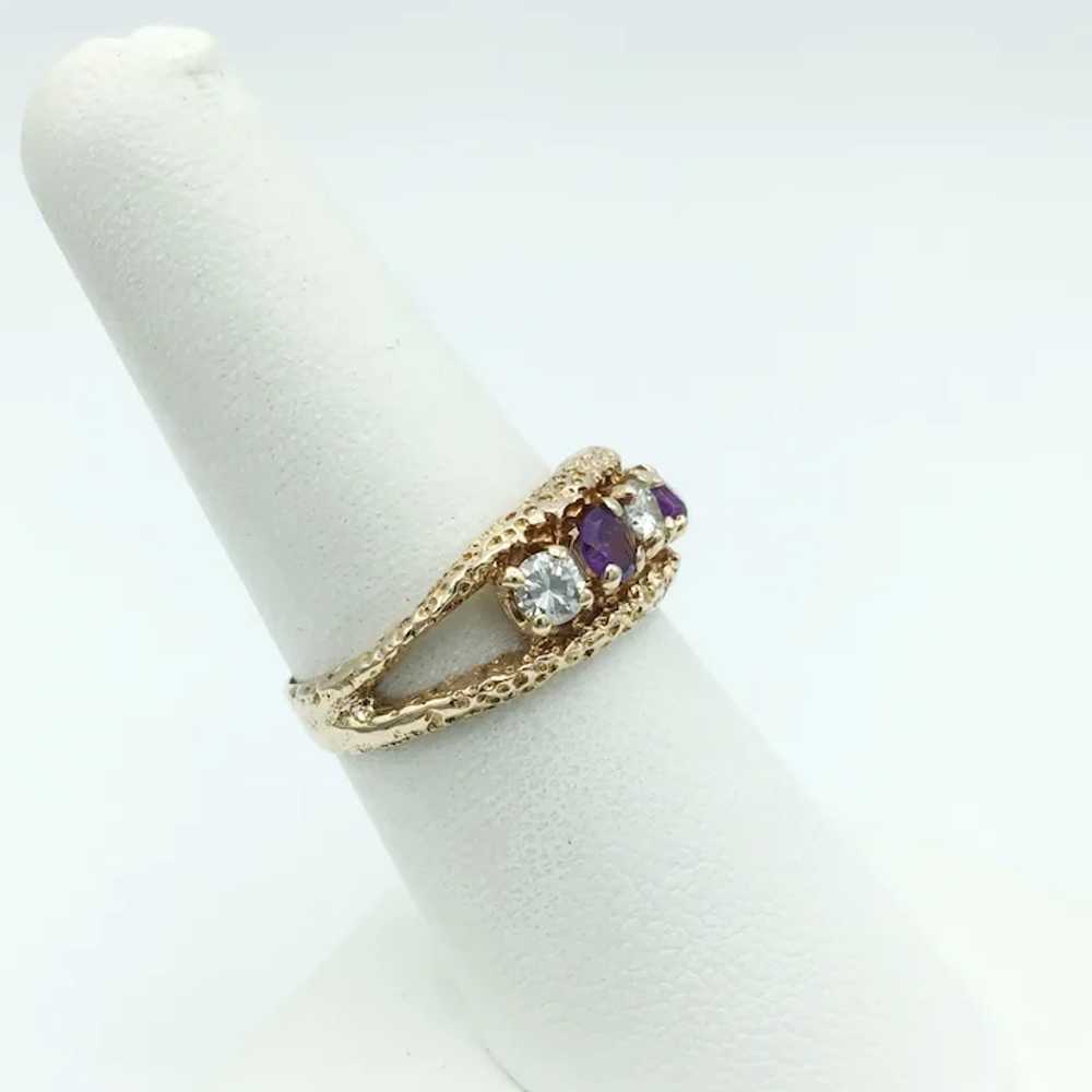 14K Diamond & Amethyst Ring - image 3