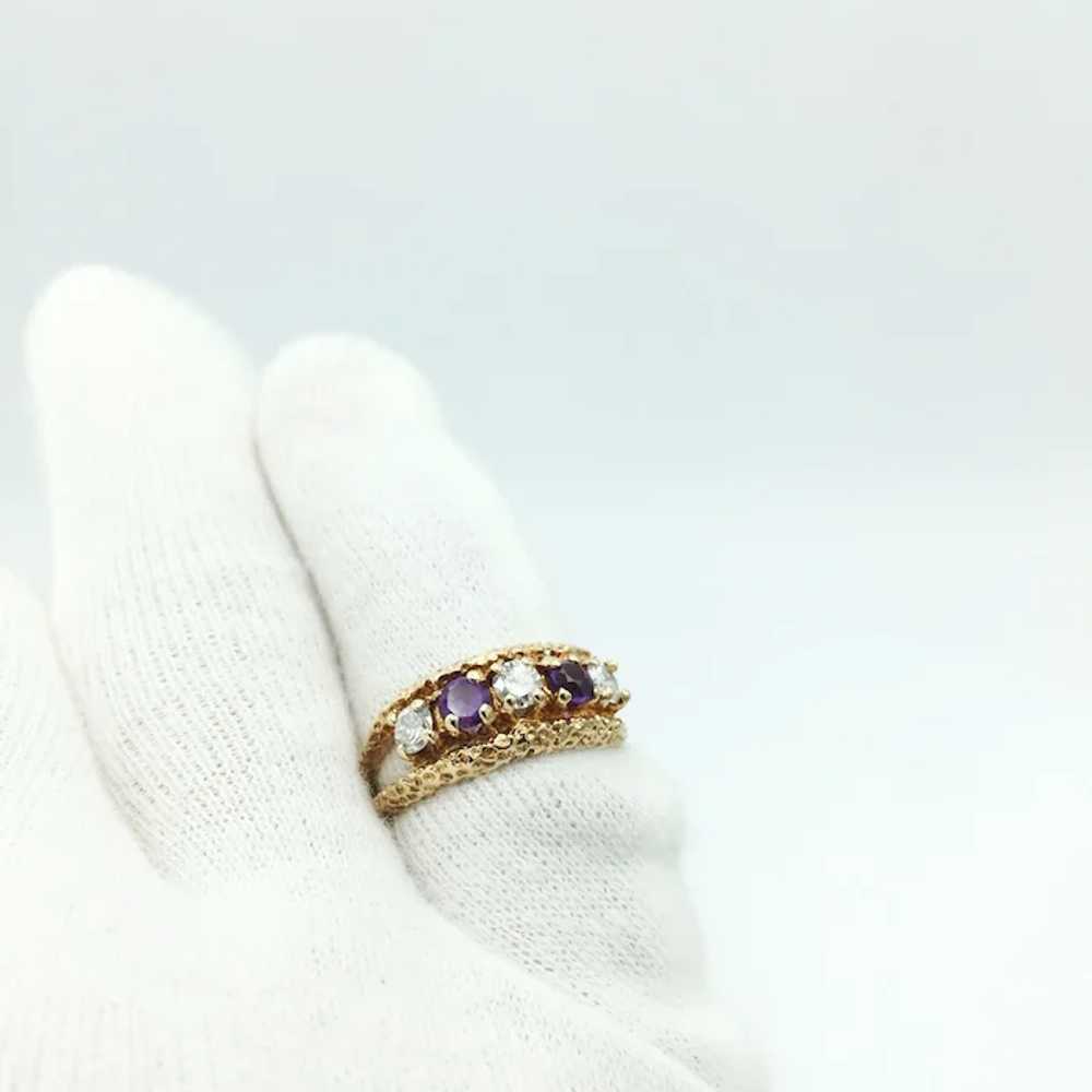 14K Diamond & Amethyst Ring - image 6