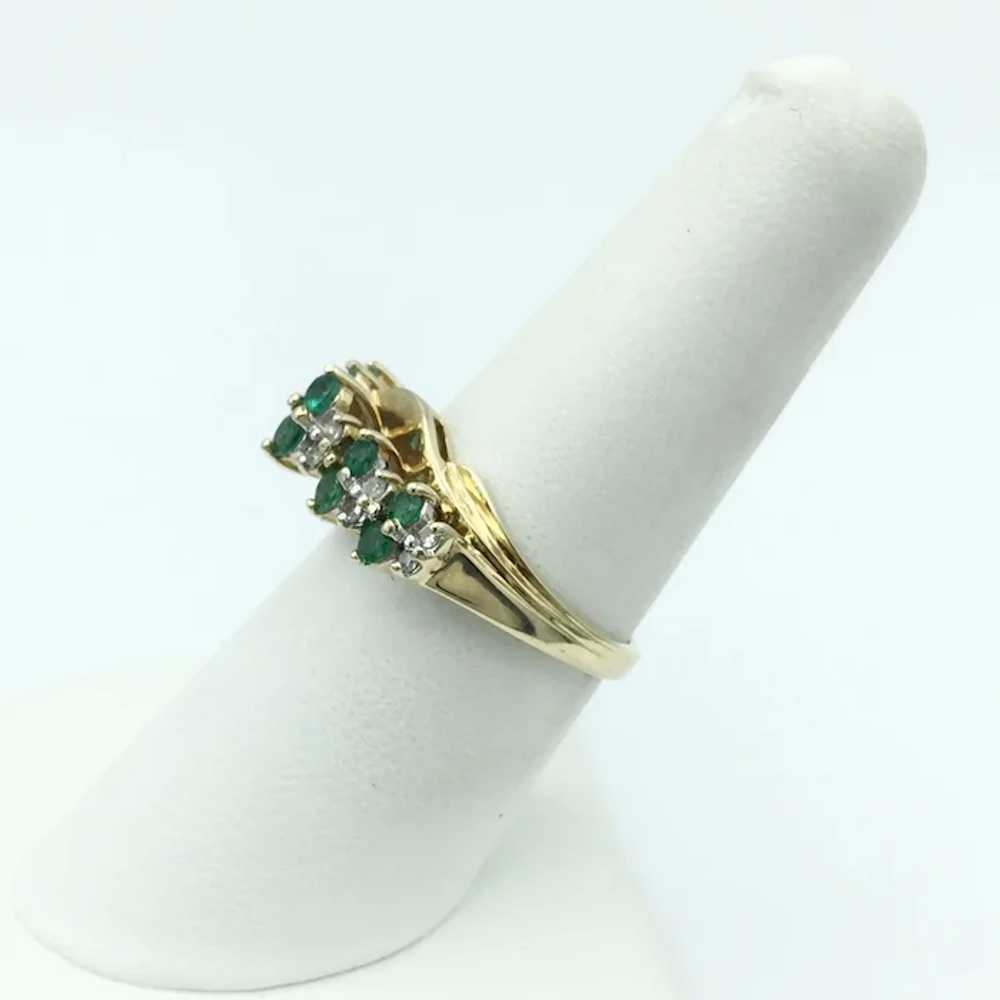 10K Emerald and Diamond Ring - image 2