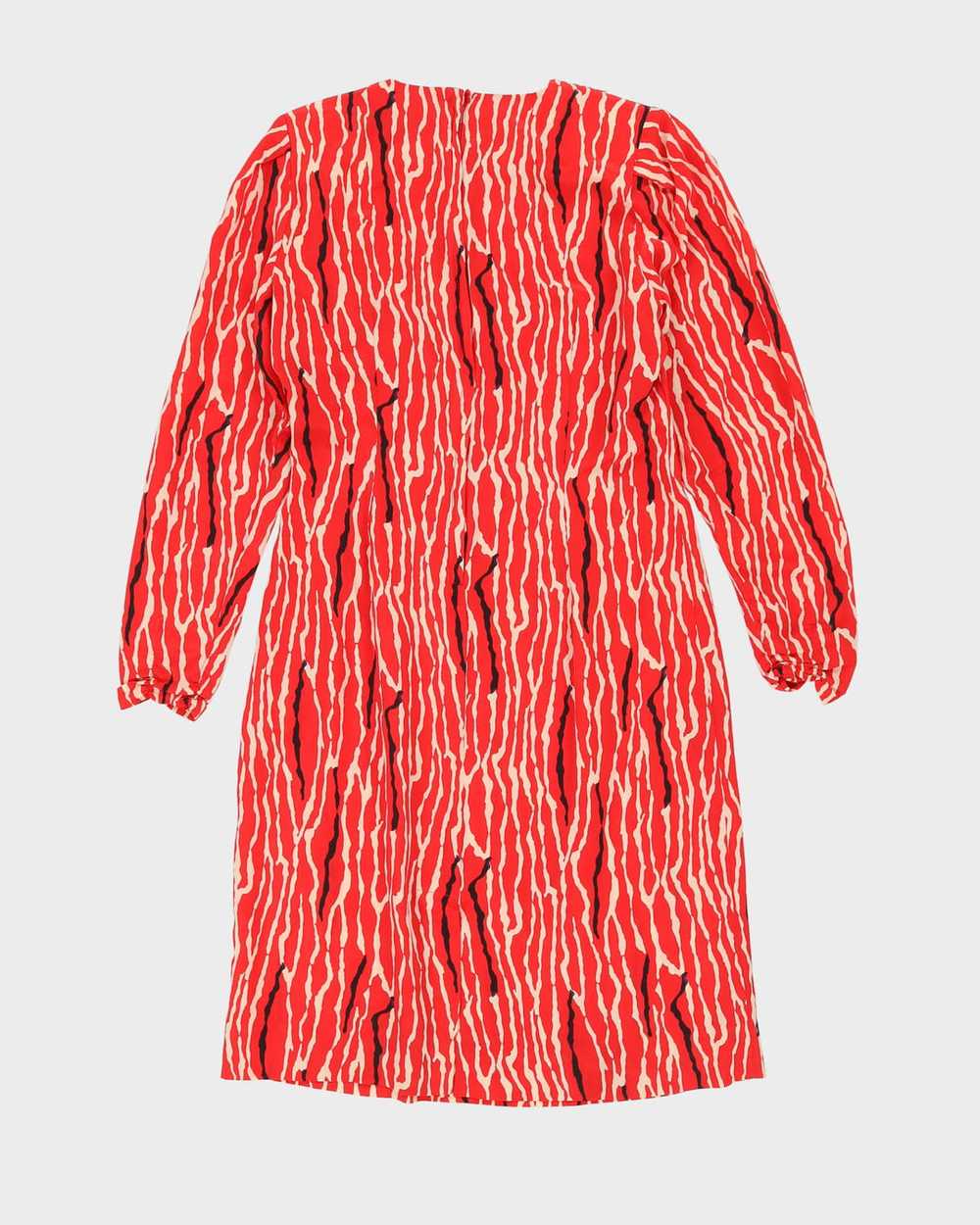 Red Patterned Silk Dress - S - image 2