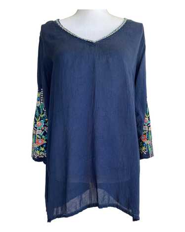 Johnny Was Navy Embroidered Tunic, S