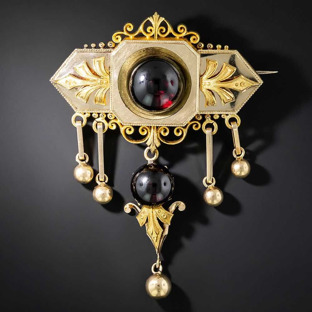 Victorian Garnet Brooch and Earring Suite - image 4