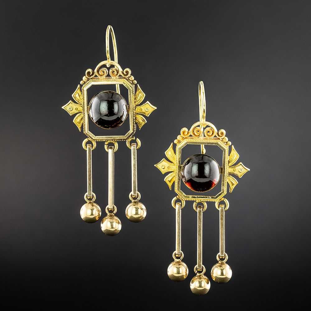 Victorian Garnet Brooch and Earring Suite - image 7