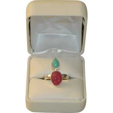 8.94ct Rough Ruby Amazonite Ring sz 7 With Paperwo