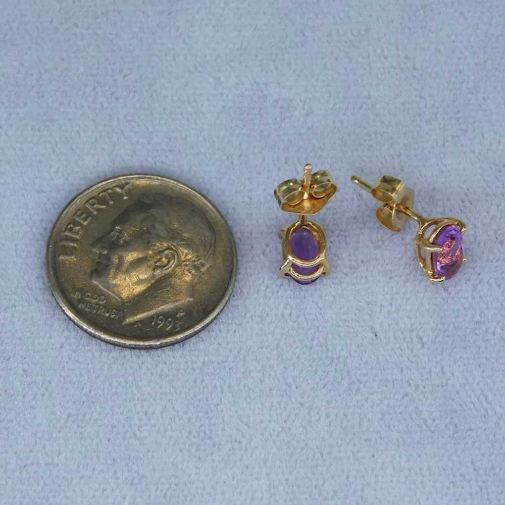 Vintage Amethyst 14k Yellow Gold Stud Earrings Pi… - image 5