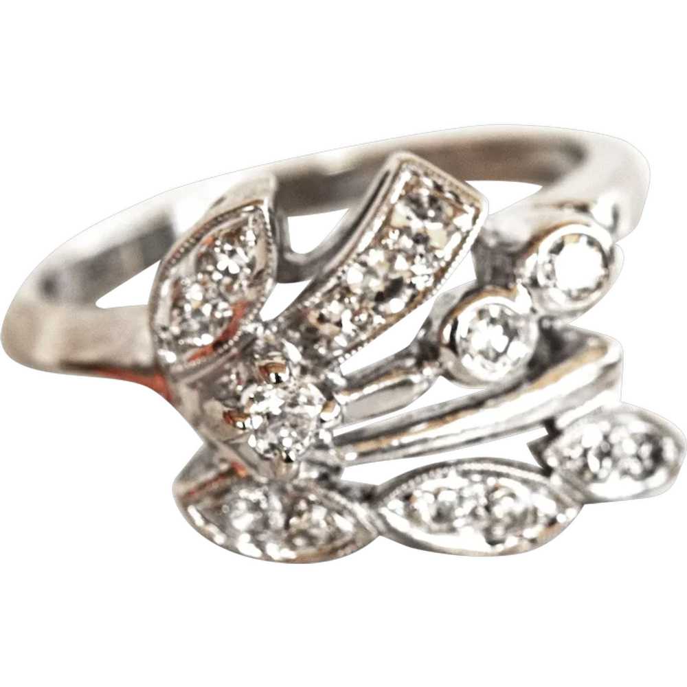 14K Art Deco Diamond Cluster Ring - image 1