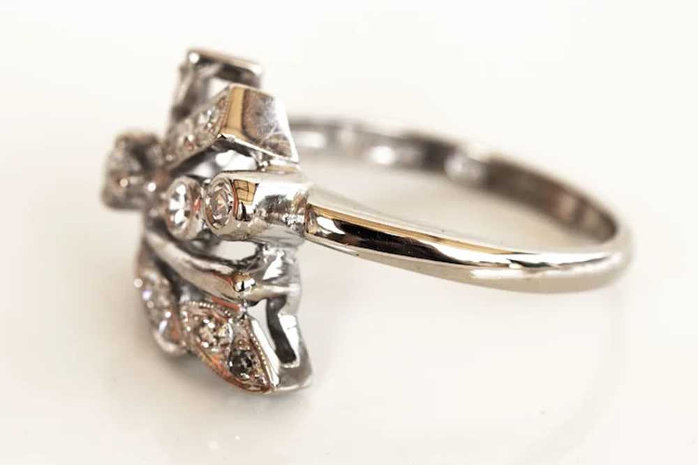14K Art Deco Diamond Cluster Ring - image 3
