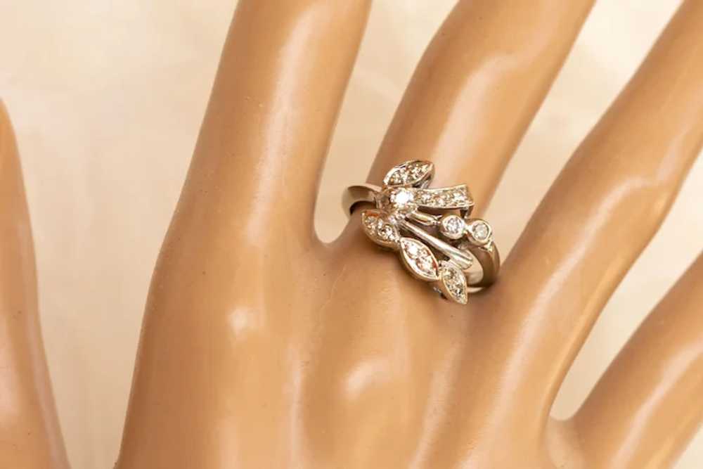 14K Art Deco Diamond Cluster Ring - image 5
