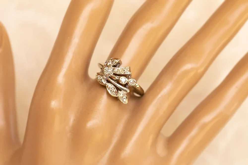 14K Art Deco Diamond Cluster Ring - image 6