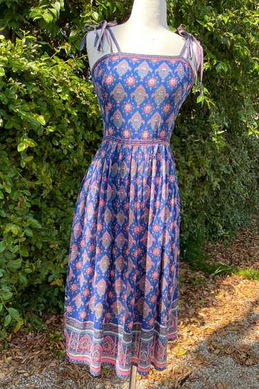 Adini Vintage 60s Strappy Sun Dress, Indian Block 