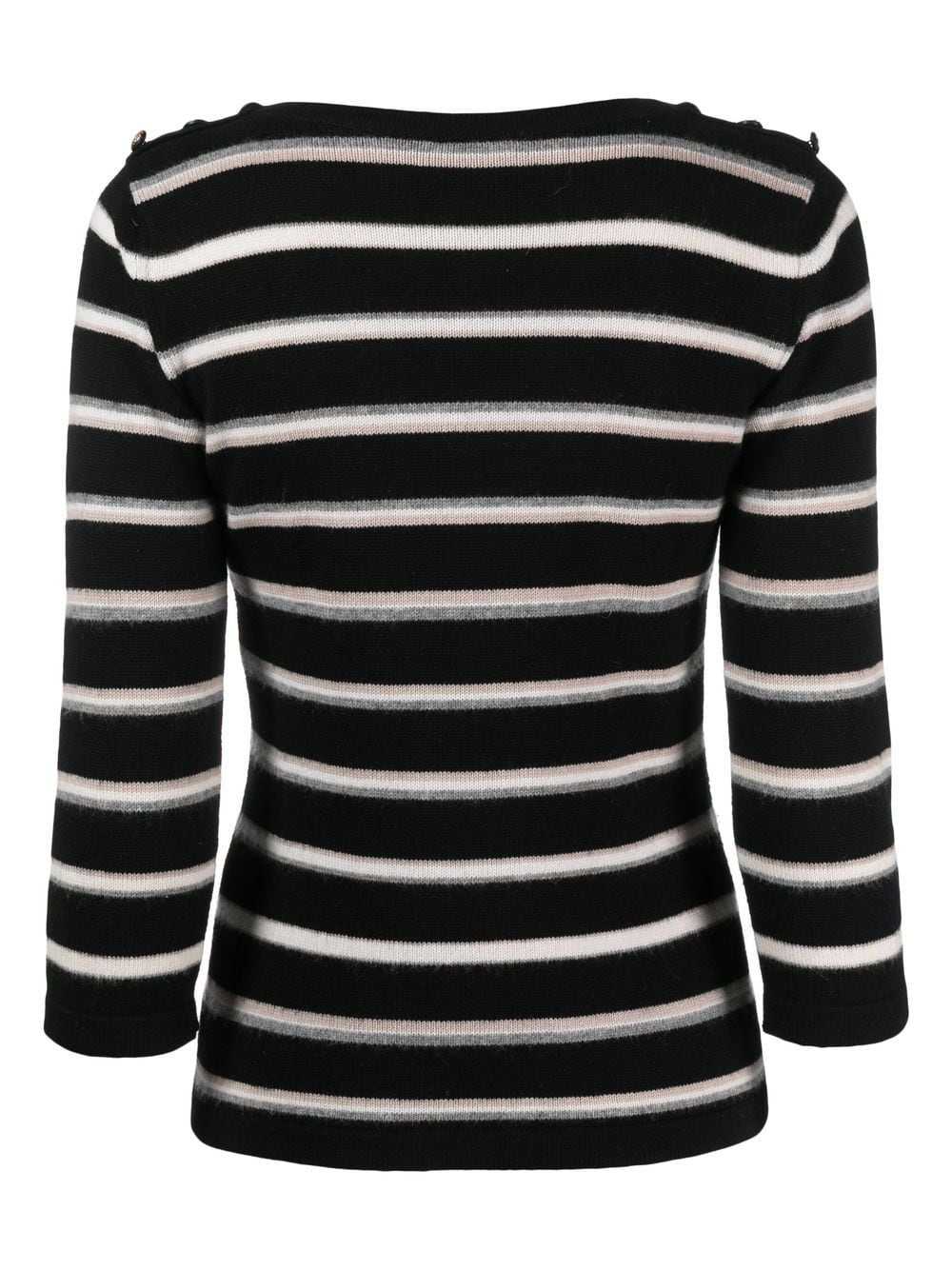 CHANEL Pre-Owned 2010 CC-buttons striped cashmere… - image 2