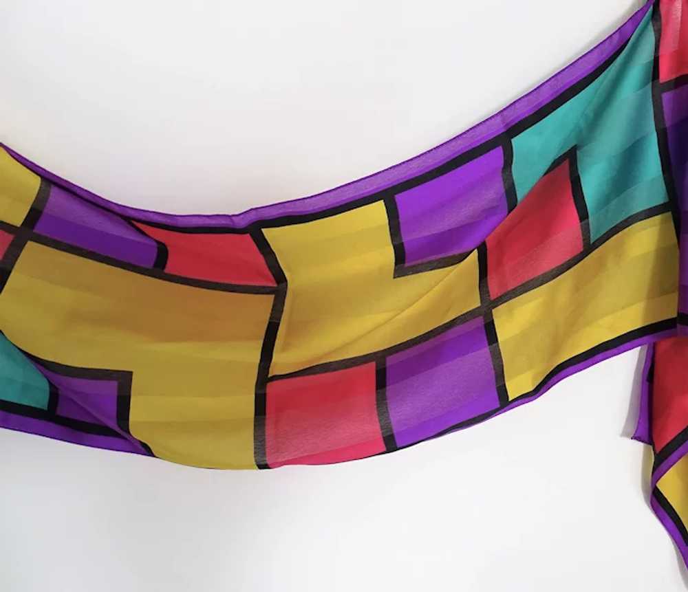 Colorful Bold Modern Abstract Neck Scarf, Vintage… - image 2
