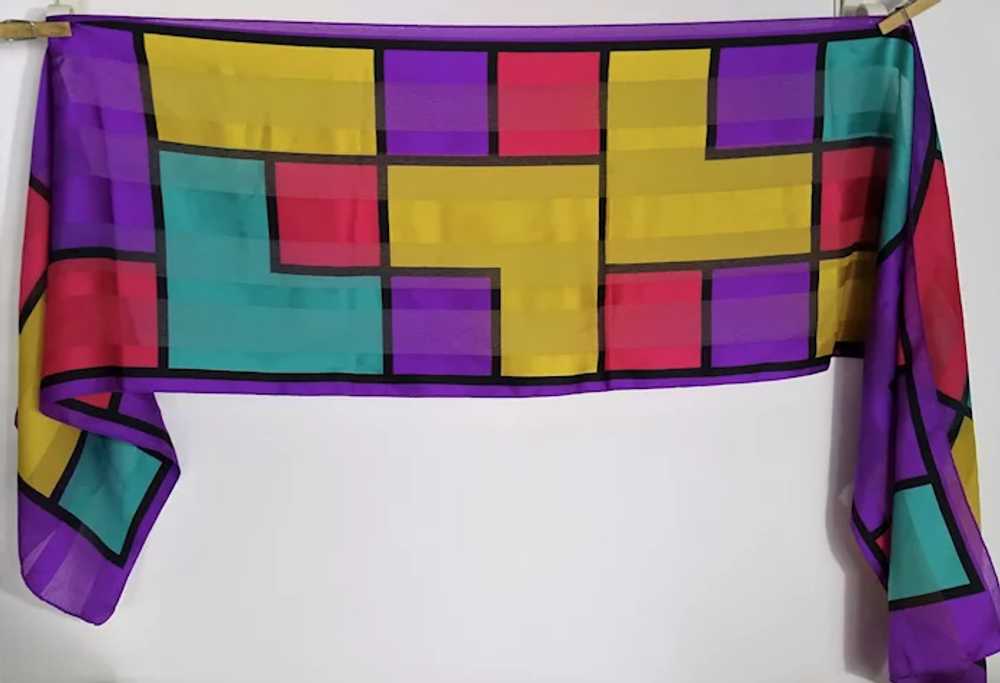 Colorful Bold Modern Abstract Neck Scarf, Vintage… - image 3