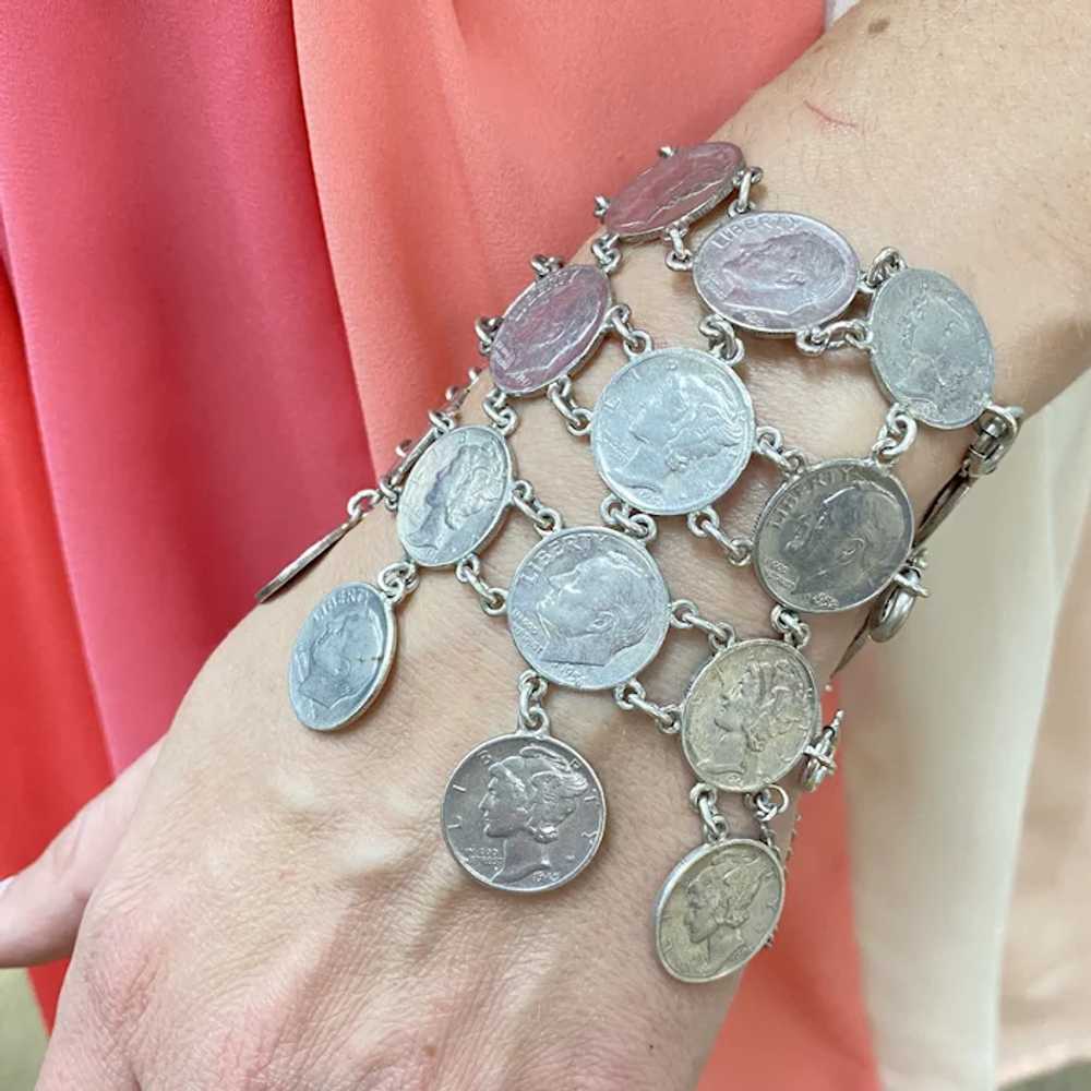 WIDE Gypsy Coin Bracelet US Silver Dimes - image 3