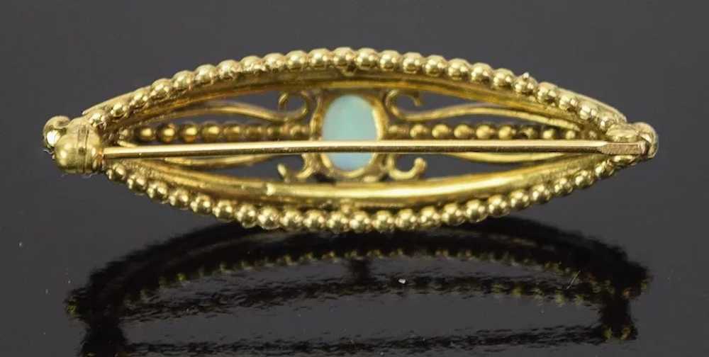 Vintage 14k Solid Gold Enameled Pin Brooch with P… - image 4